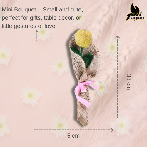 Magic of wonder Handmade Crochet Yellow Tulip Flower Bouquet (1 Stem)