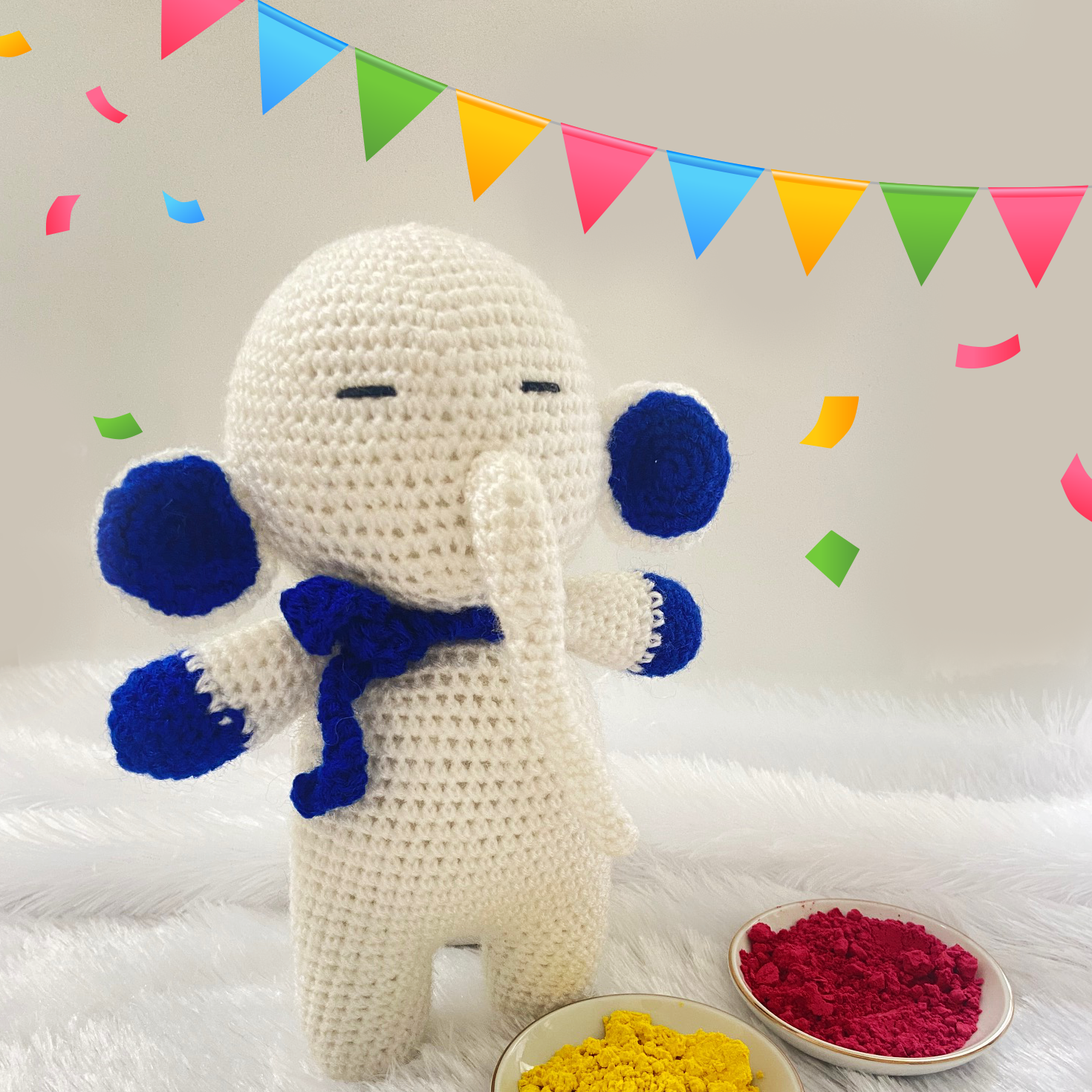 Crochet White Elephant Handmade Soft Toy