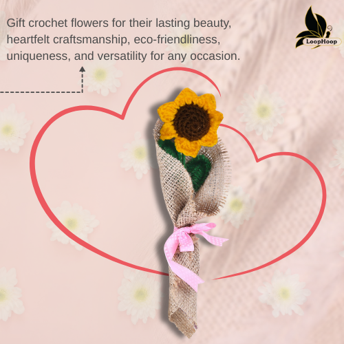 You are my Sunshine Sunflower Crochet Flower Bouquet (1 Stem)