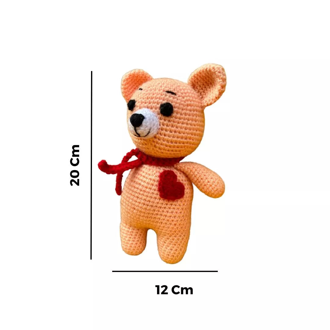 Crochet Peach Love Teddy Handmade Toy