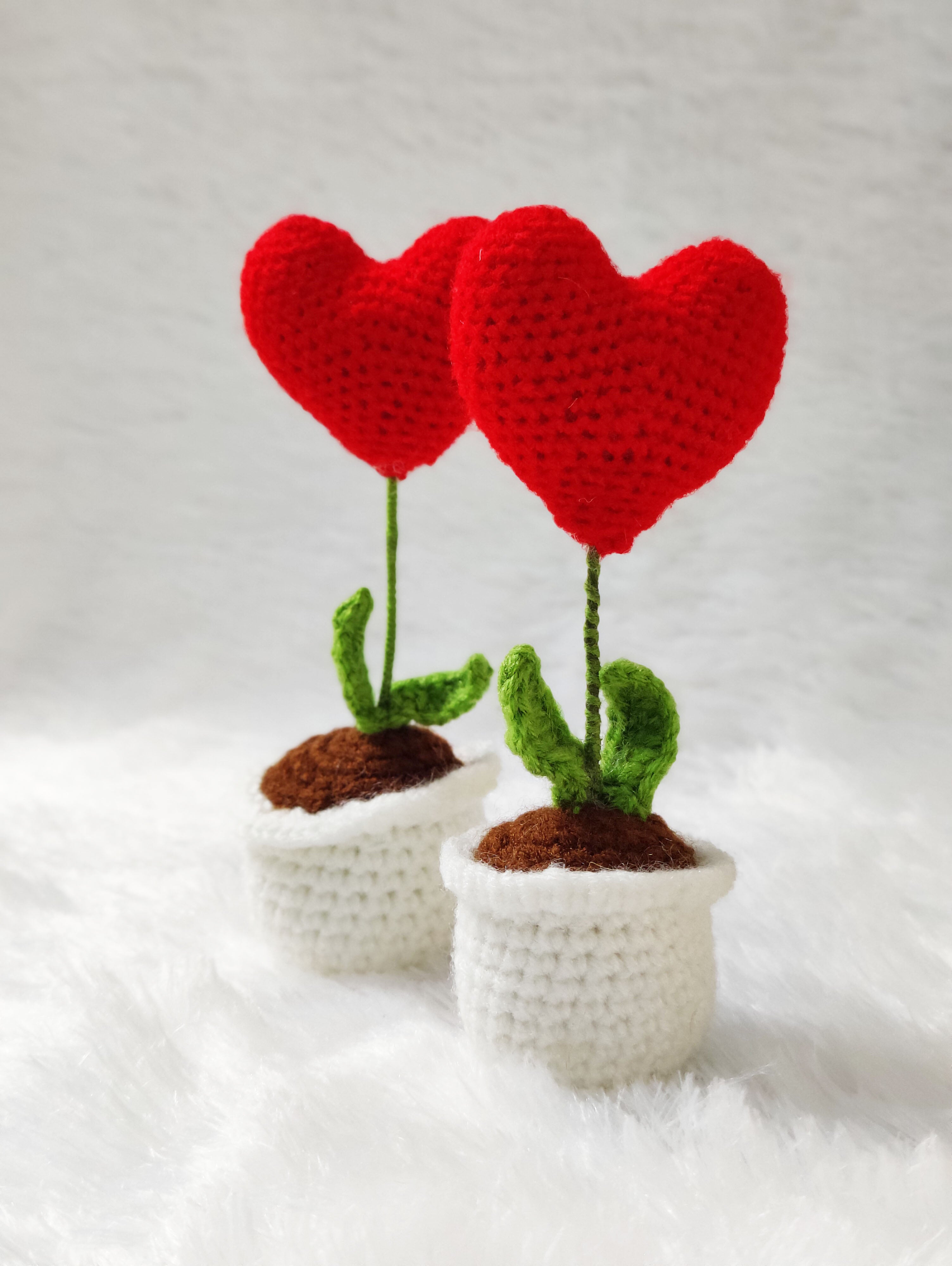 Crochet Heart Flowerpot Set of 2
