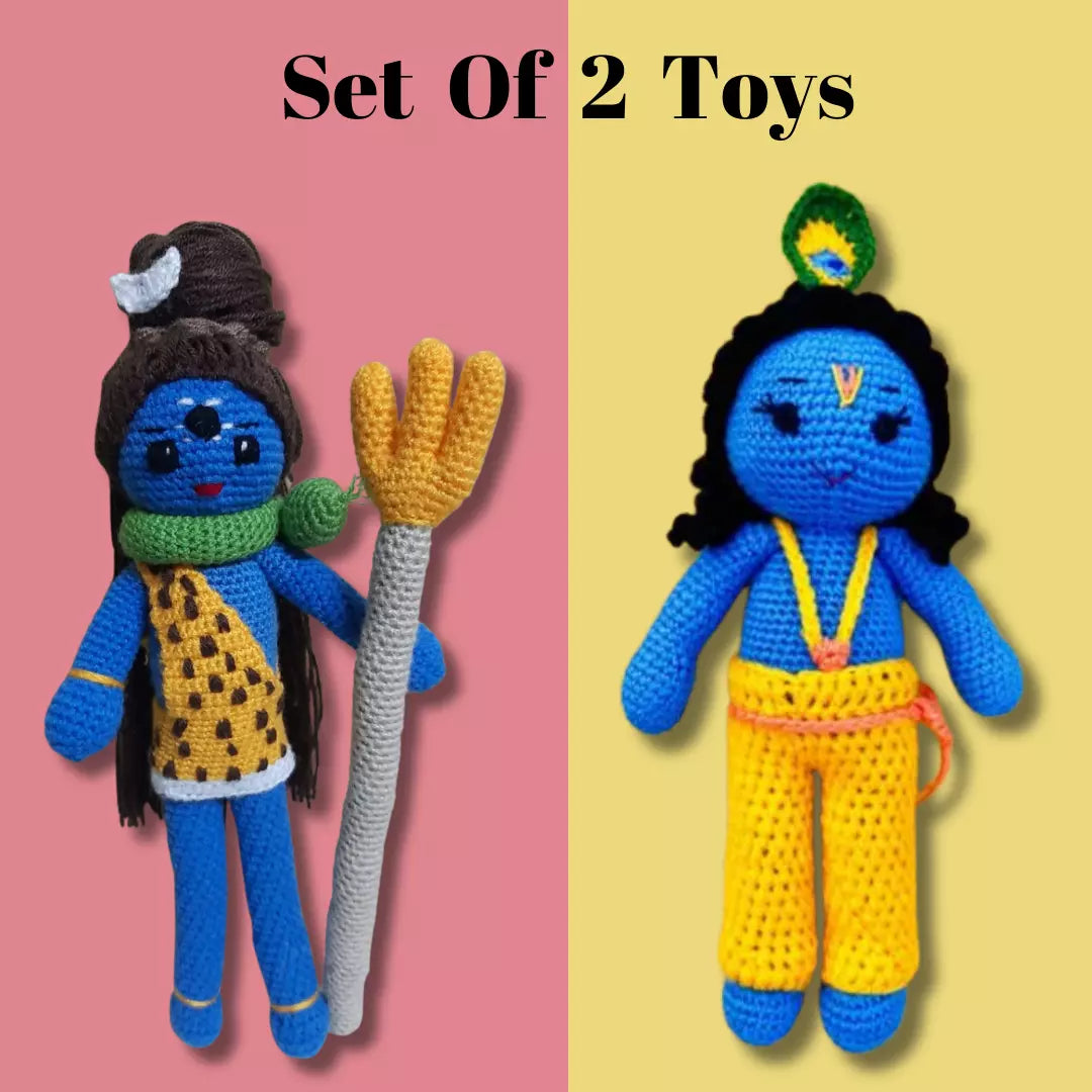 the Set Of 2 Toys- Crochet Shiv Toy & Crochet Shyam Krishna Toy