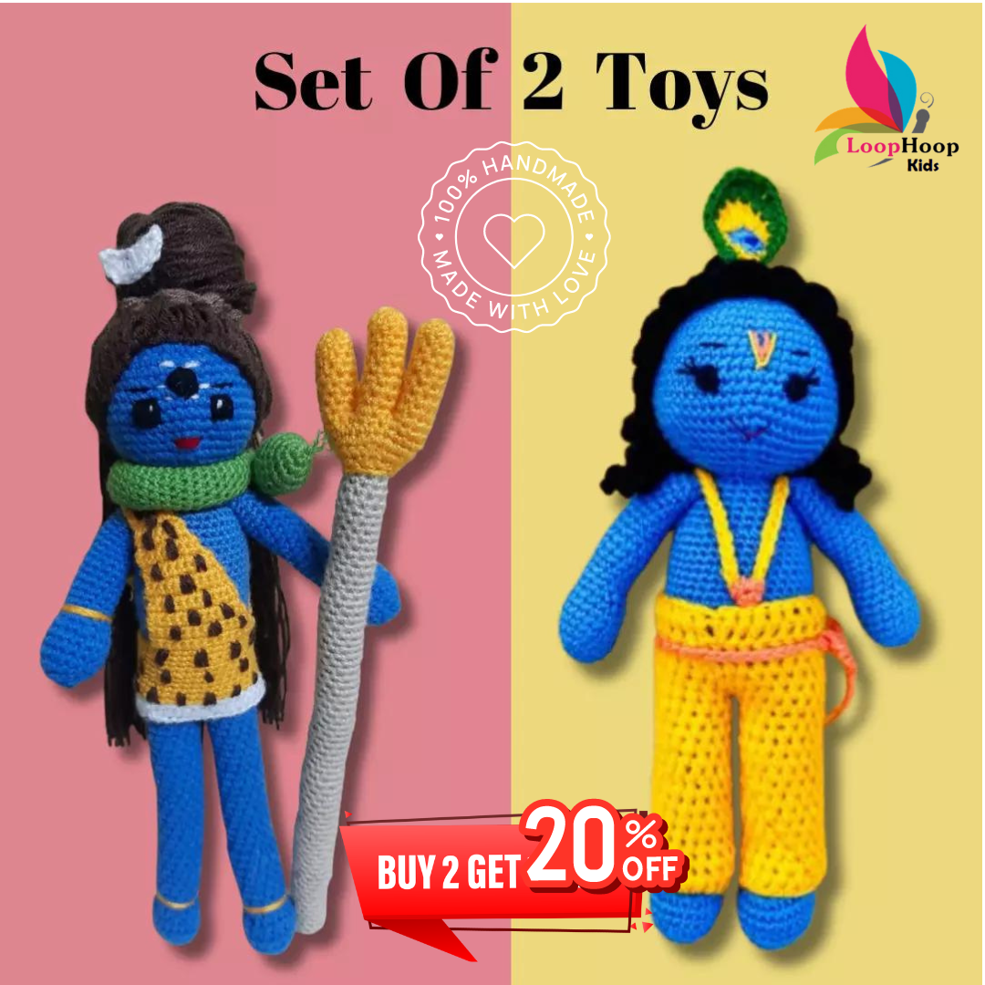 the Set Of 2 Toys- Crochet Shiv Toy & Crochet Shyam Krishna Toy