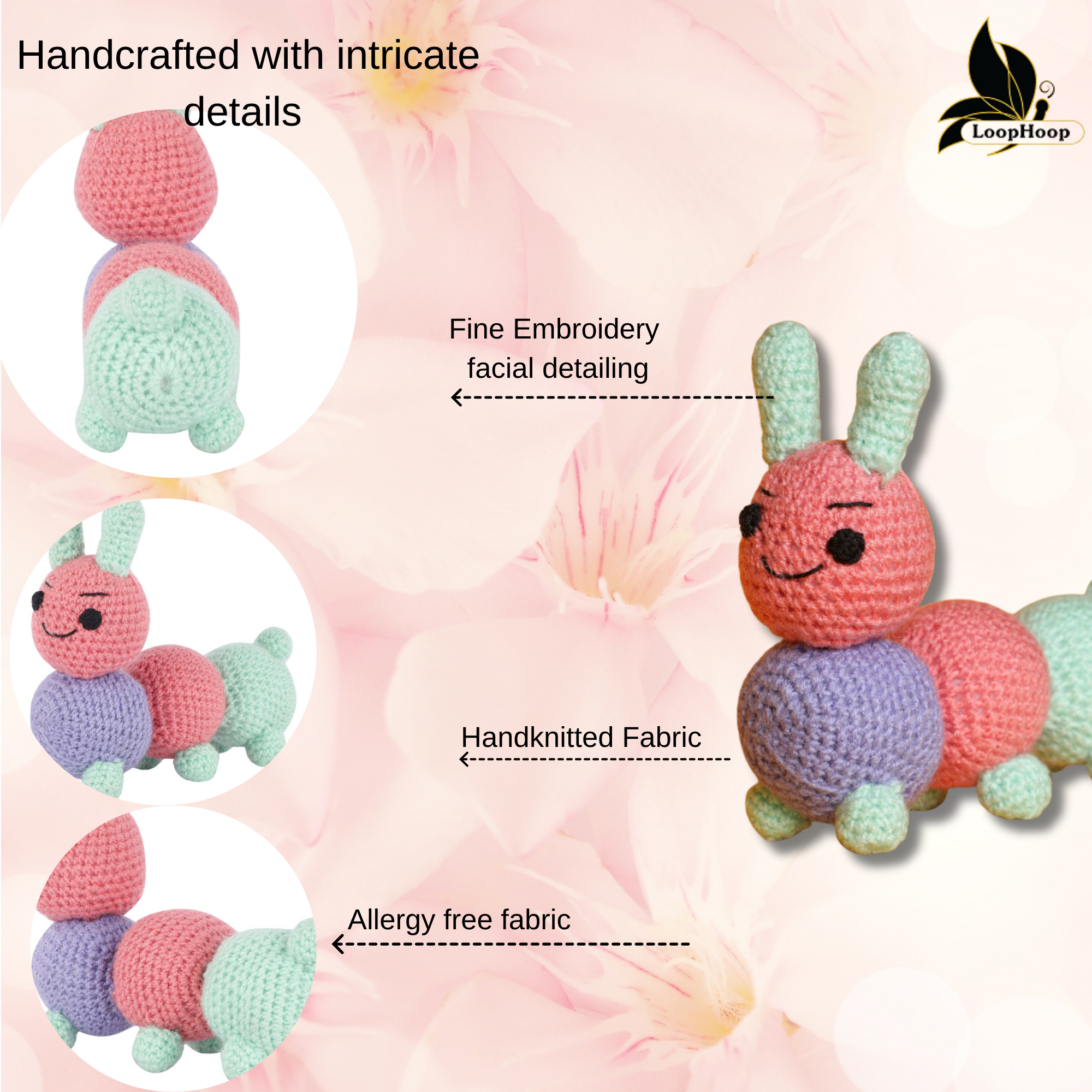 Crochet Caterpillar Handmade Soft Toy