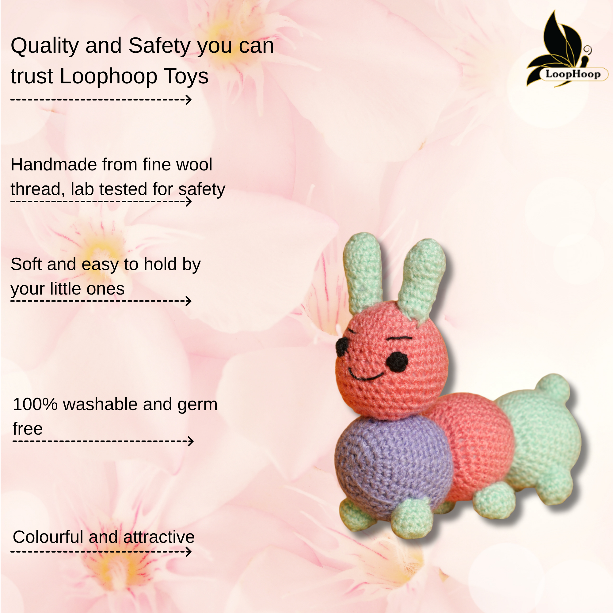 Crochet Caterpillar Handmade Soft Toy