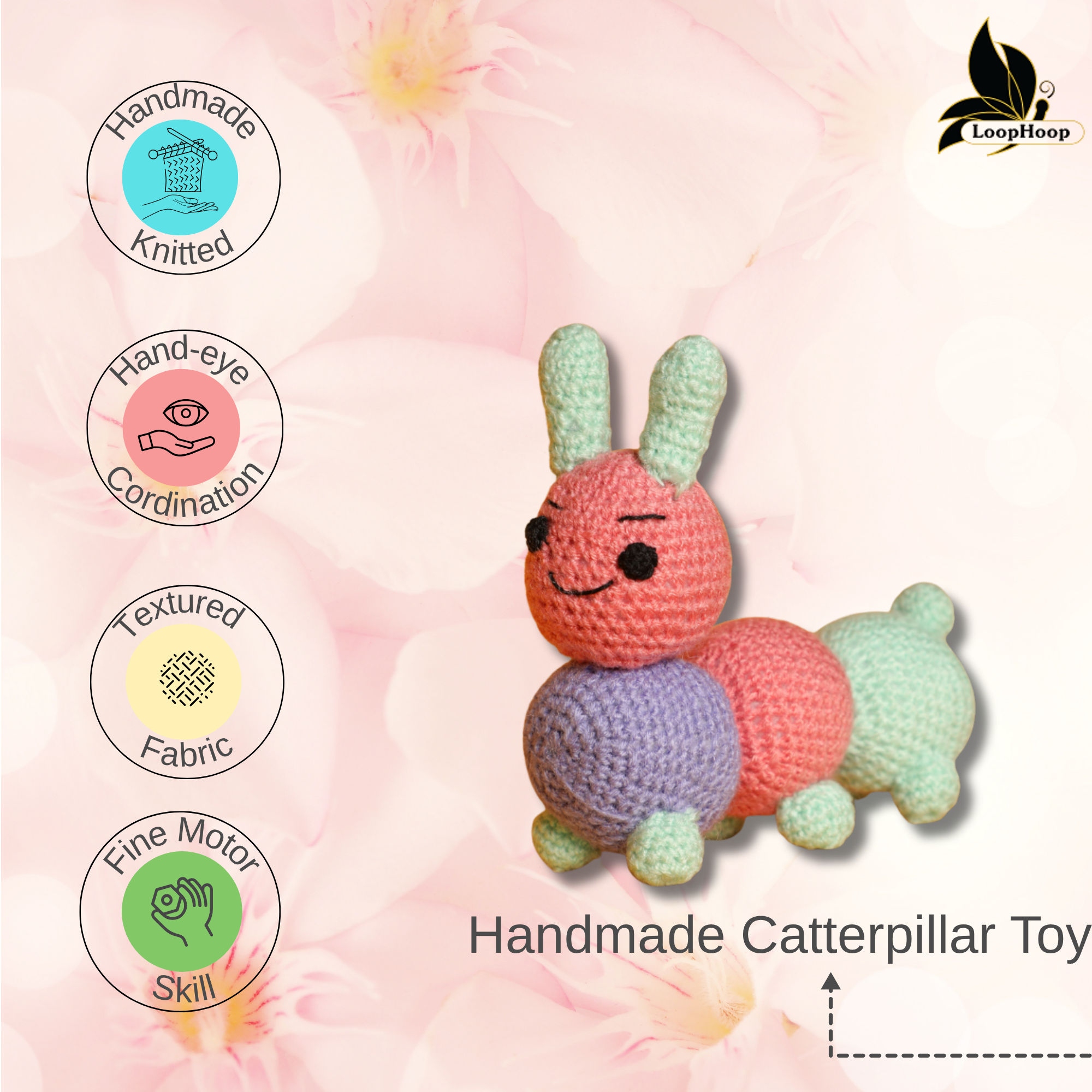 Crochet Caterpillar Handmade Soft Toy