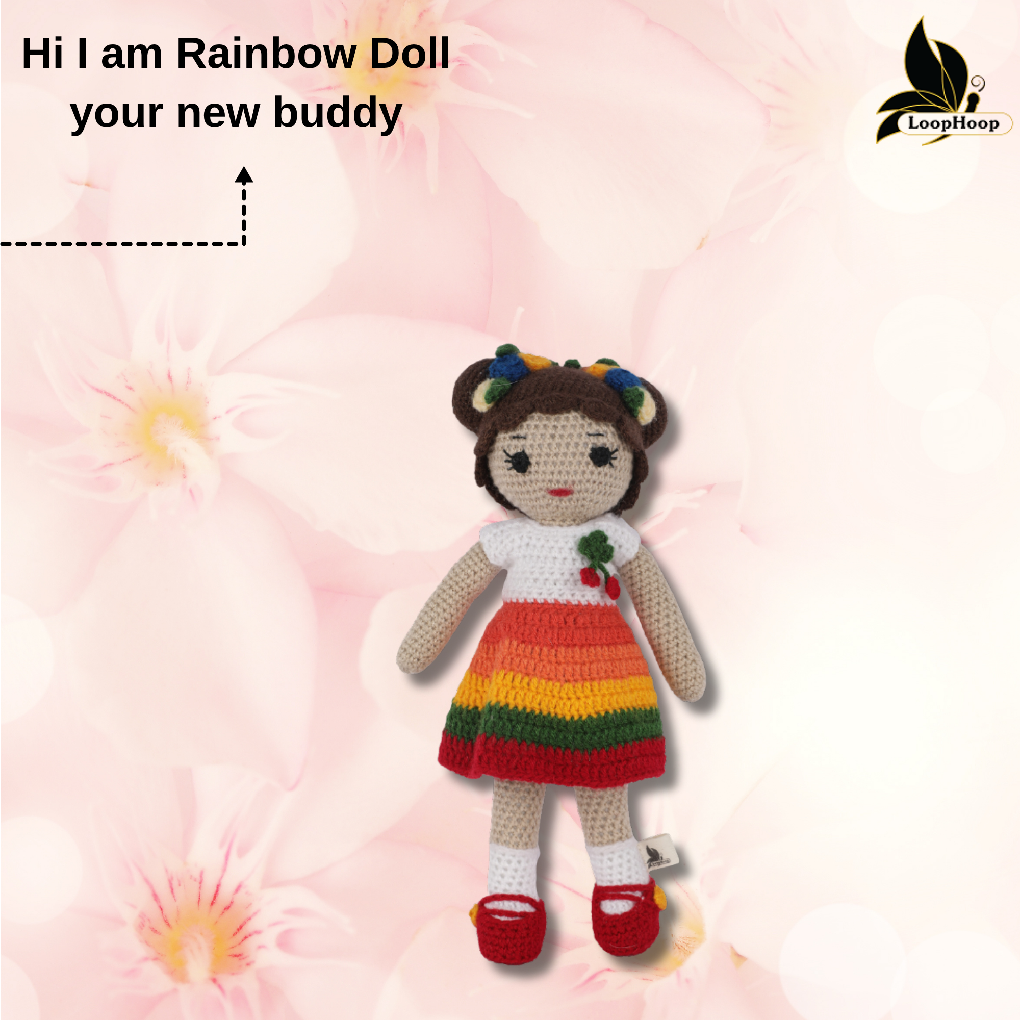 The Set of 2 Toys -Crochet handmade Shyam Krishna toy & Crochet handmade Rainbow Doll toy