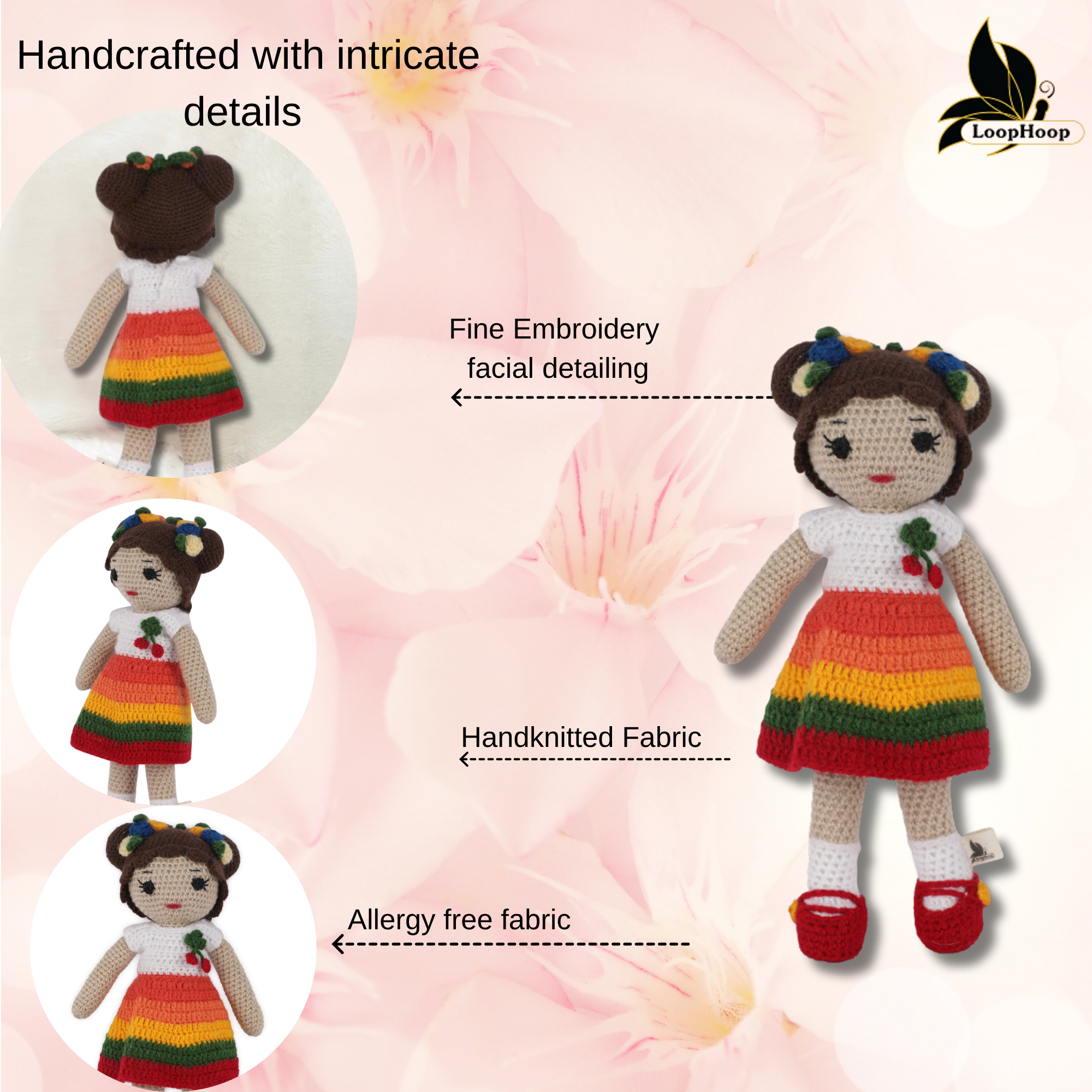 Crochet Rainbow Doll Soft Handmade Toy