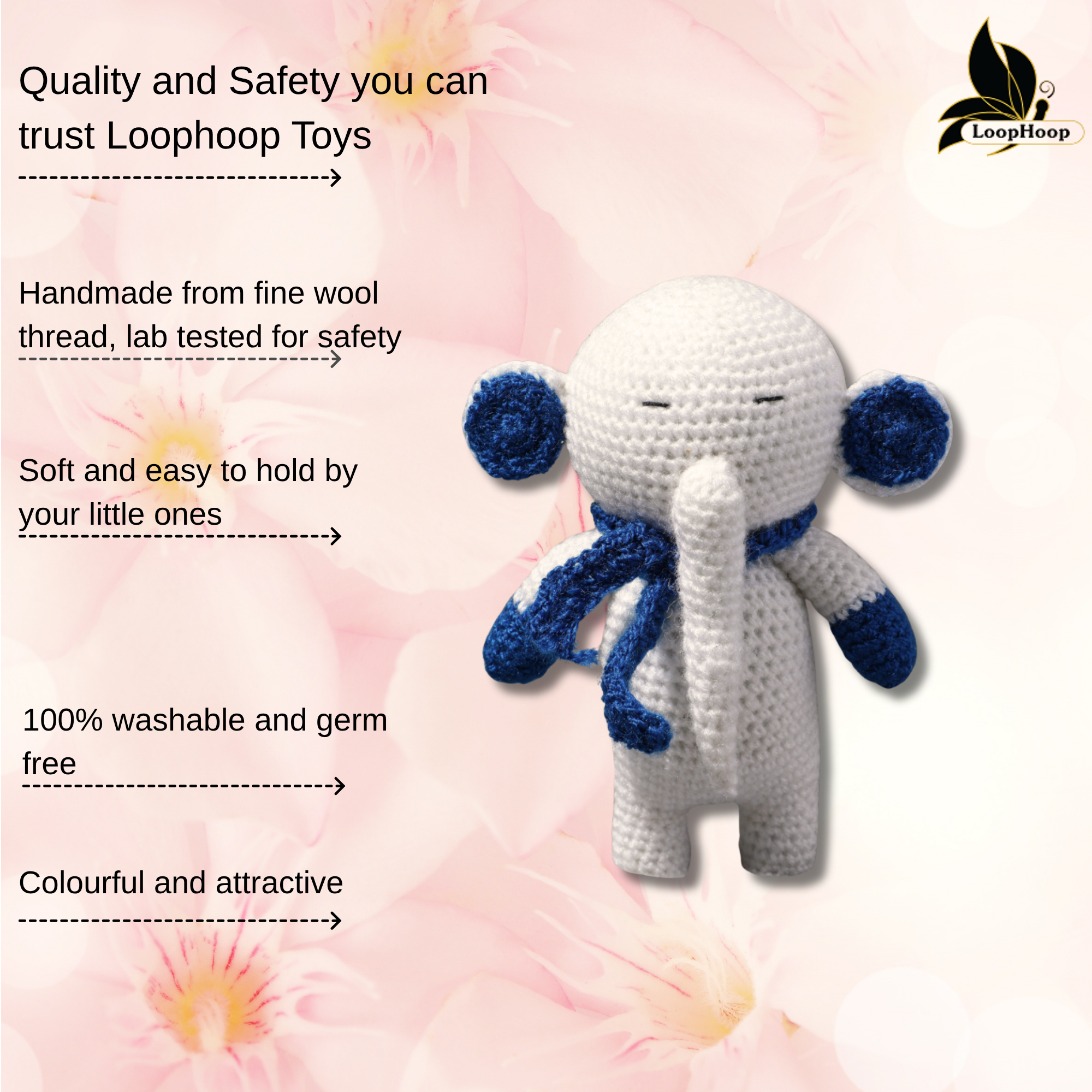 Crochet White Elephant Handmade Soft Toy