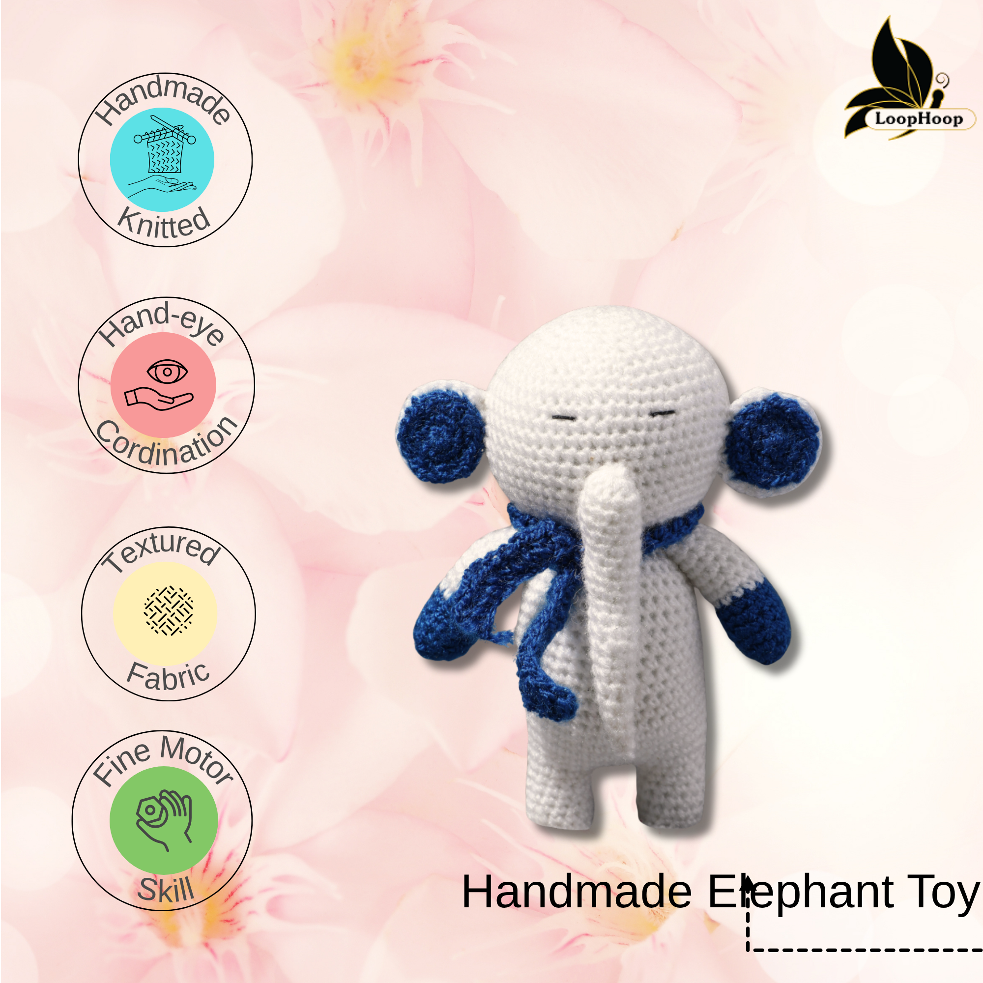 Crochet White Elephant Handmade Soft Toy