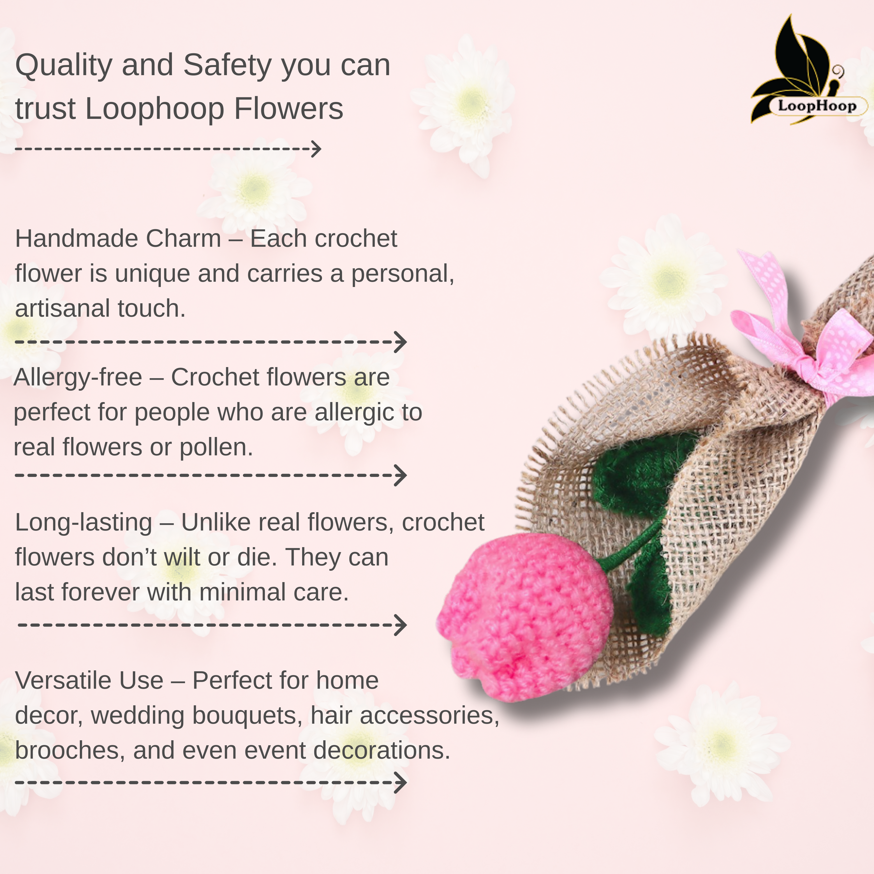 Crochet handmade Pink tulip Bouquet- 1 steam