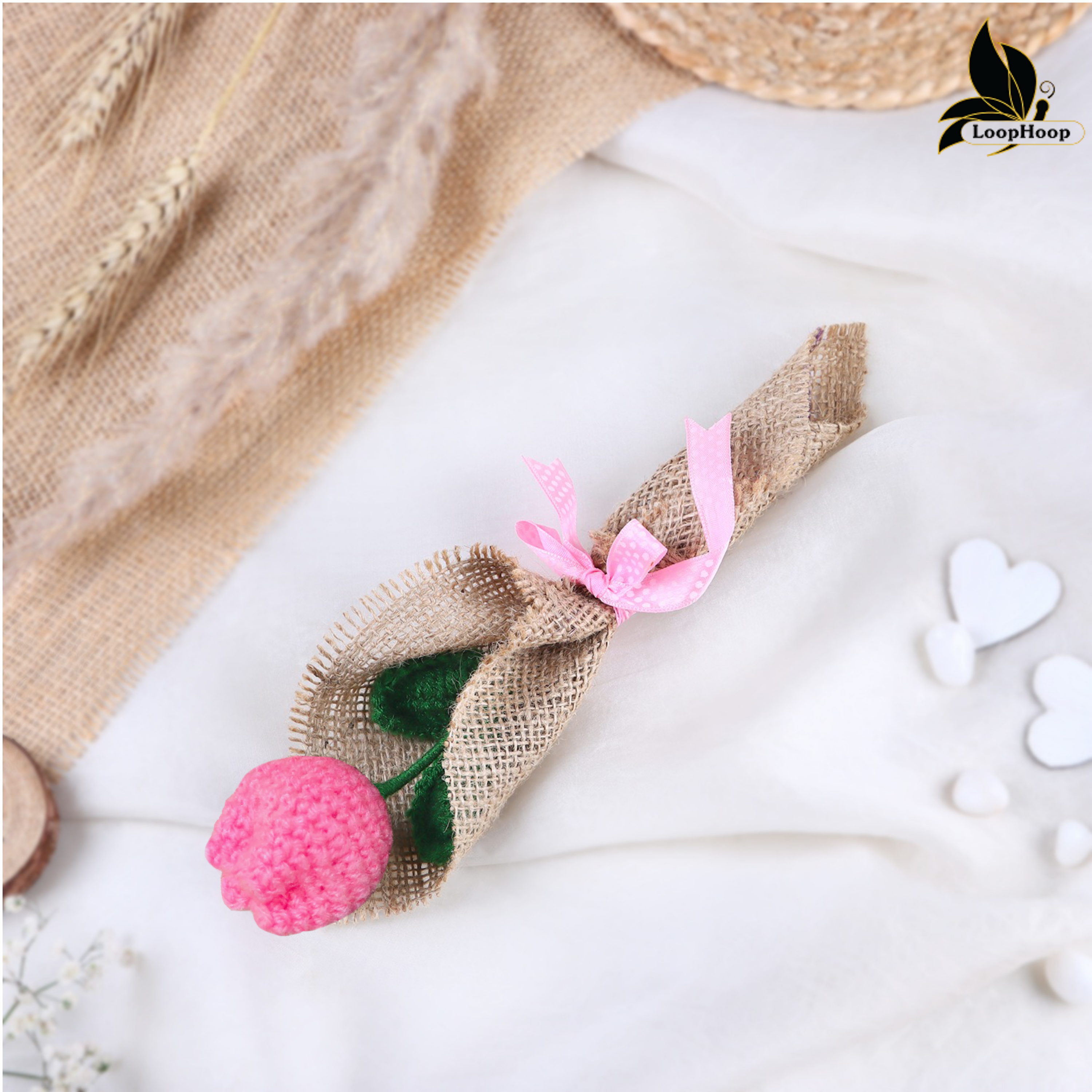 Crochet handmade Pink tulip Bouquet- 1 steam