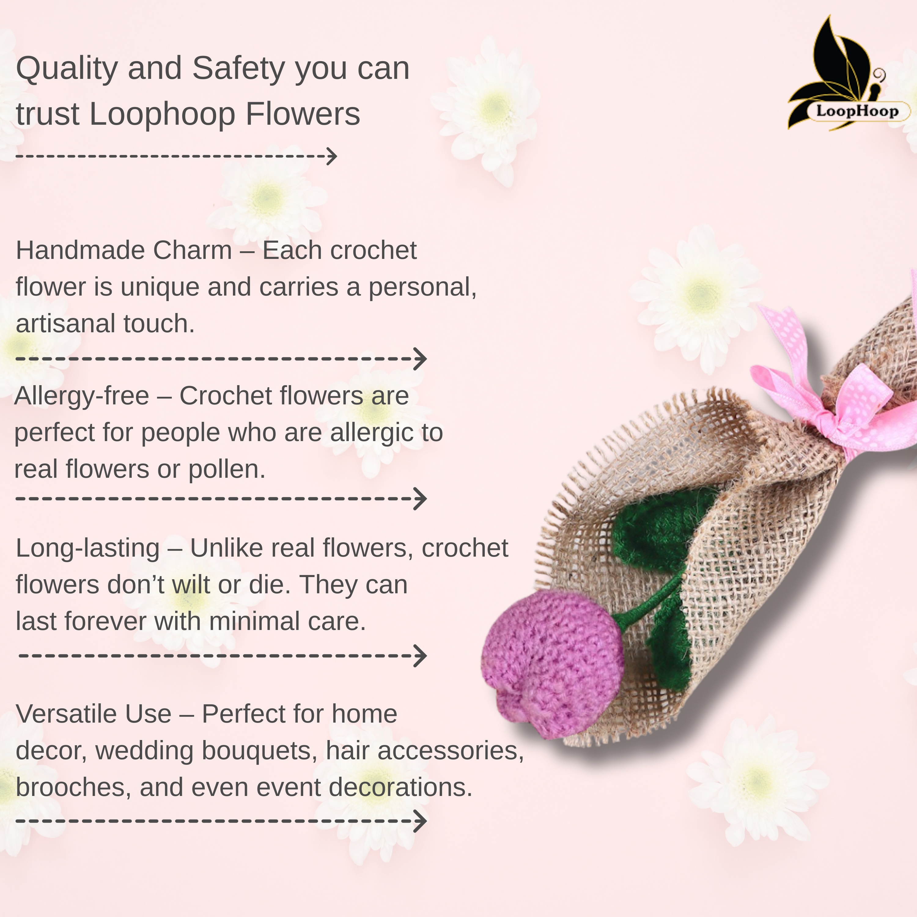 Crochet Handmade Purple Tulip Bouquet - 1 steam