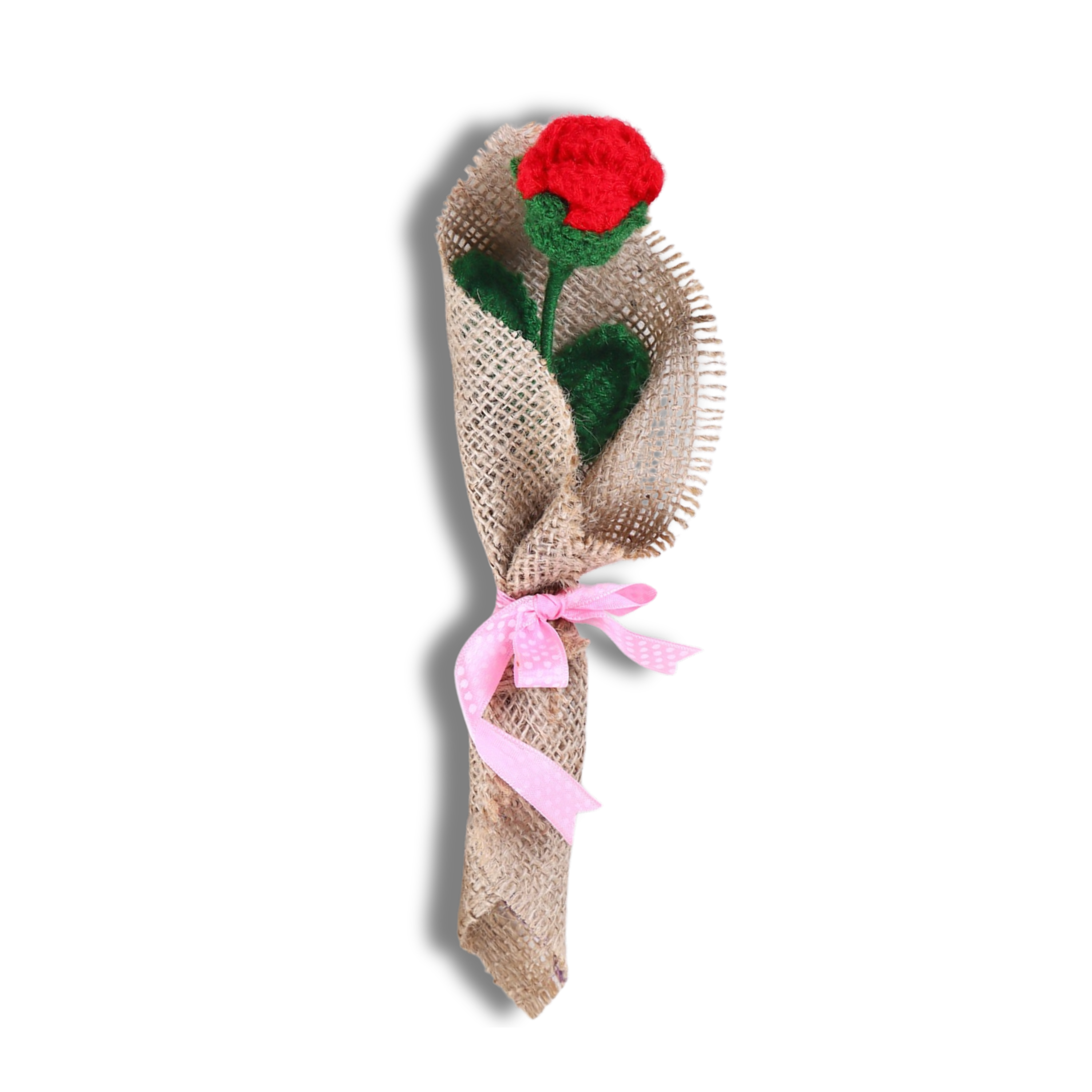 Crochet Handmade Red Rose Bouquet- 1 steam