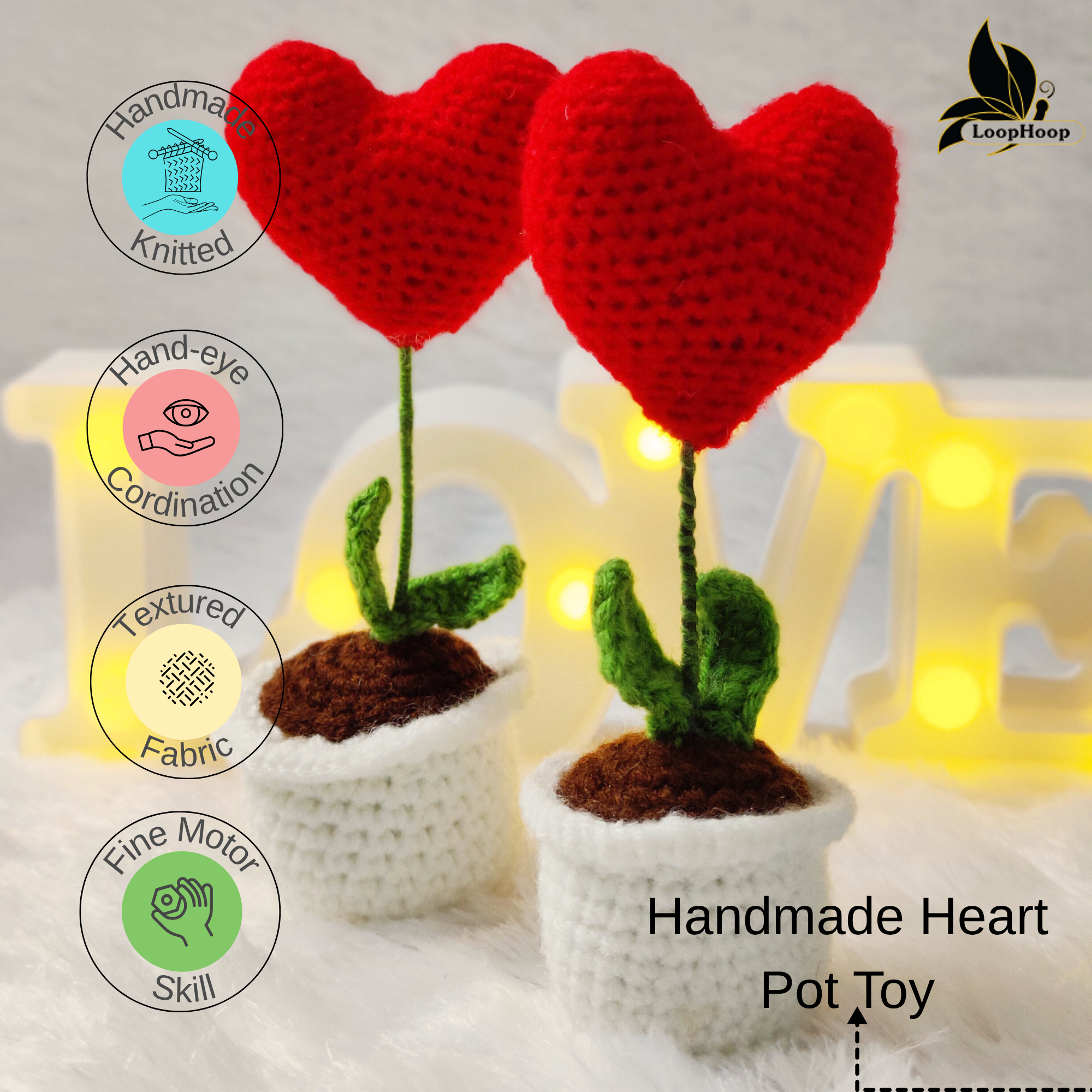 Crochet Heart Flowerpot Set of 2