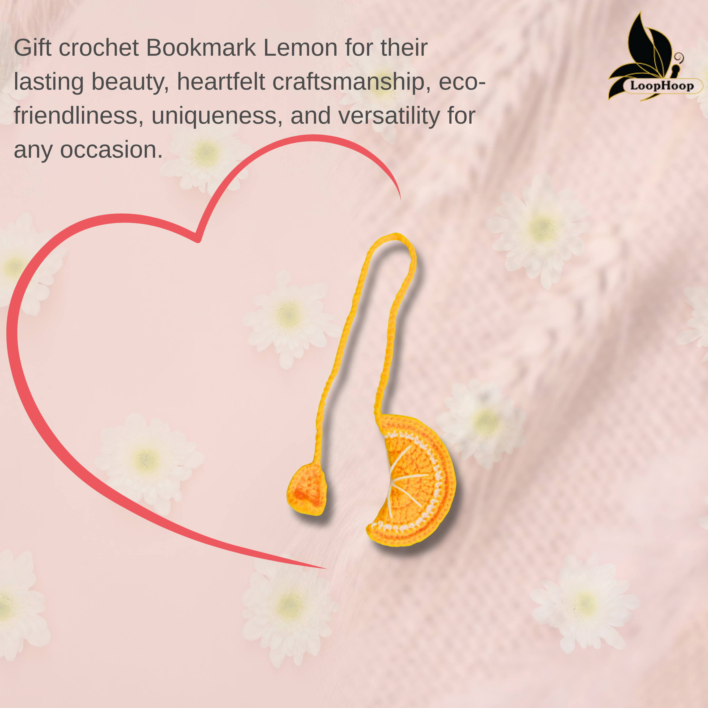 Crochet Handmade Lemon Bookmark (1 stem)