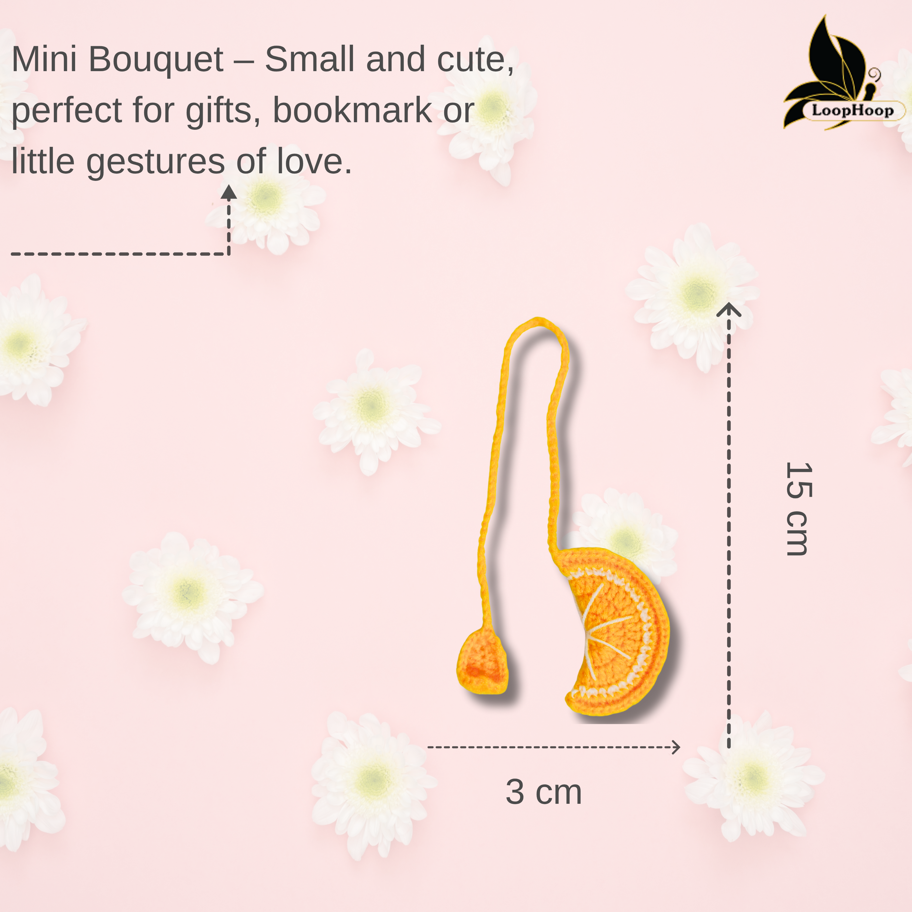 Crochet Handmade Lemon Bookmark (1 stem)