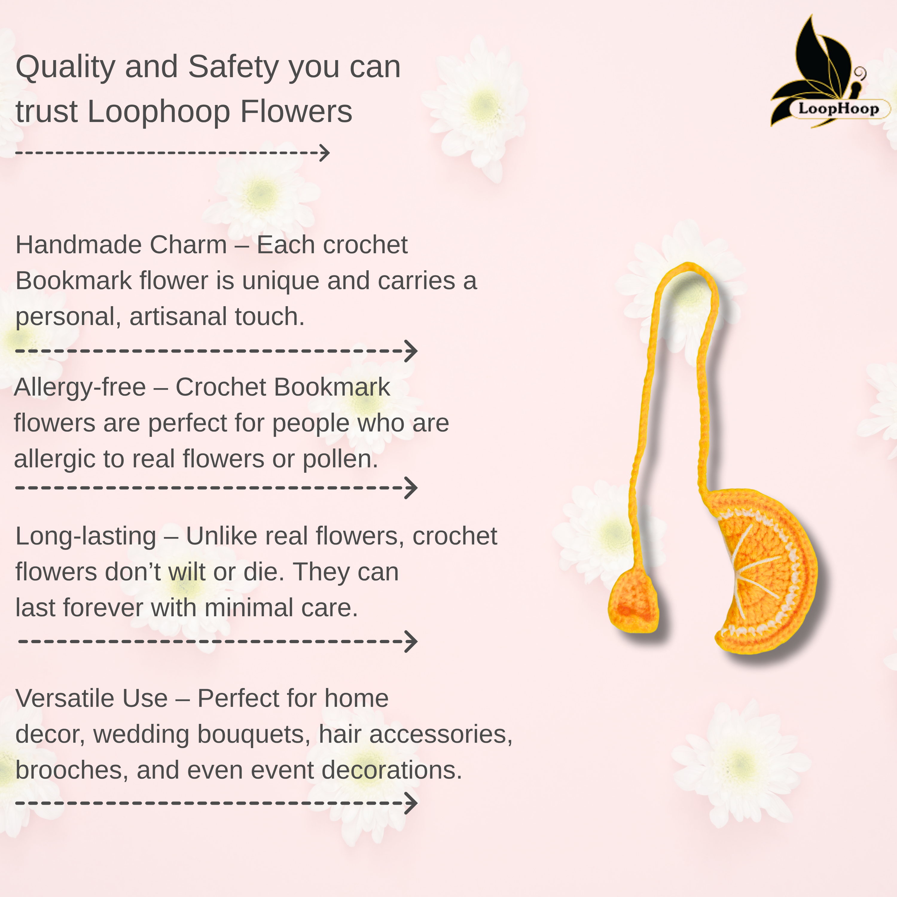 Crochet Handmade Lemon Bookmark (1 stem)