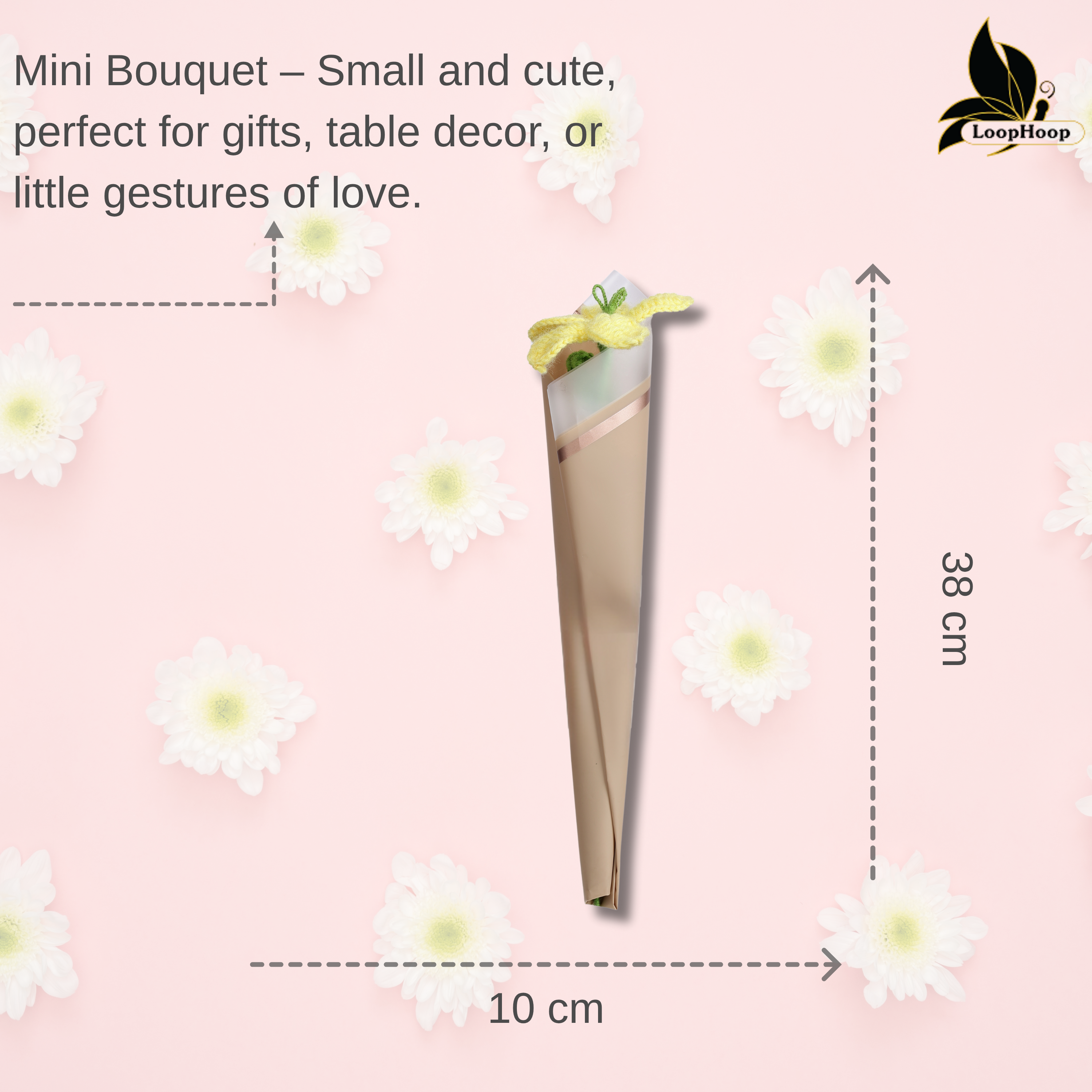 Crochet Handmade Bouquet Yellow Lily - 1 steam