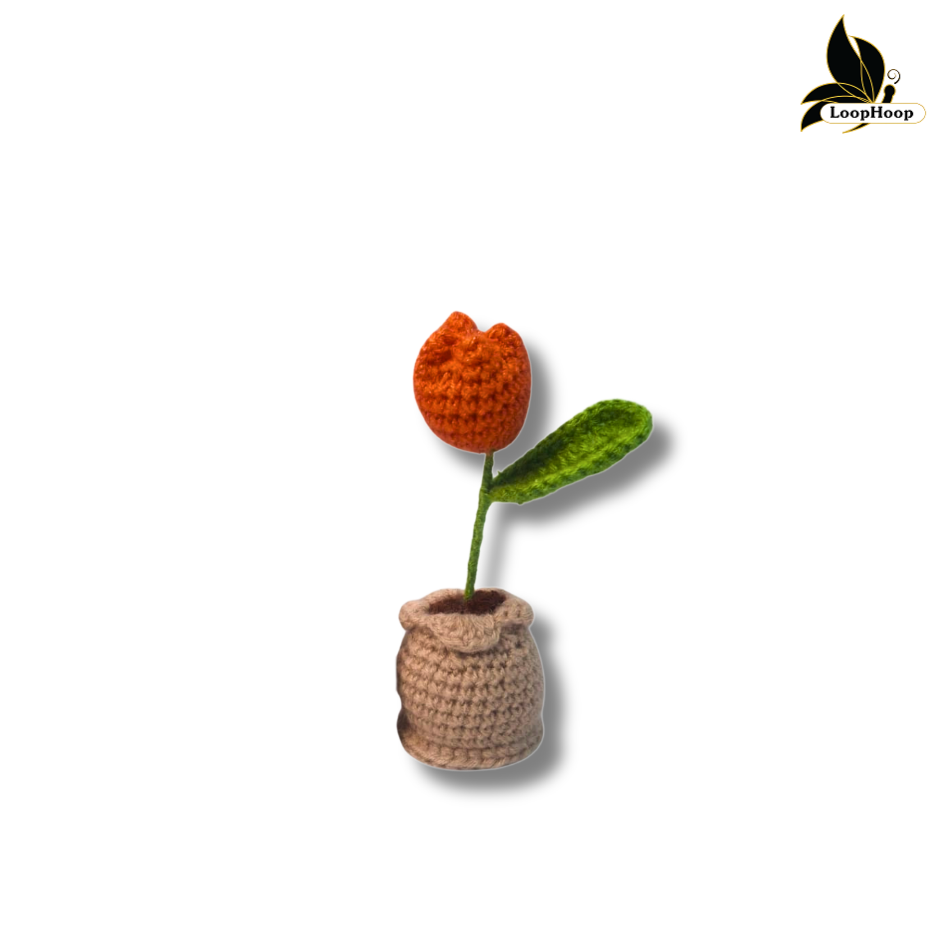 Crochet Handmade Orange Tulip (1 stem)