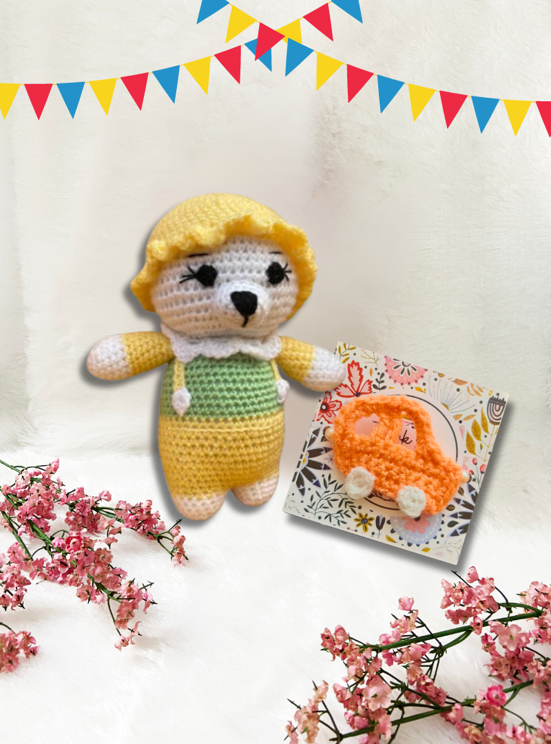 Handmade Crochet Car Rakhi and Polar bear