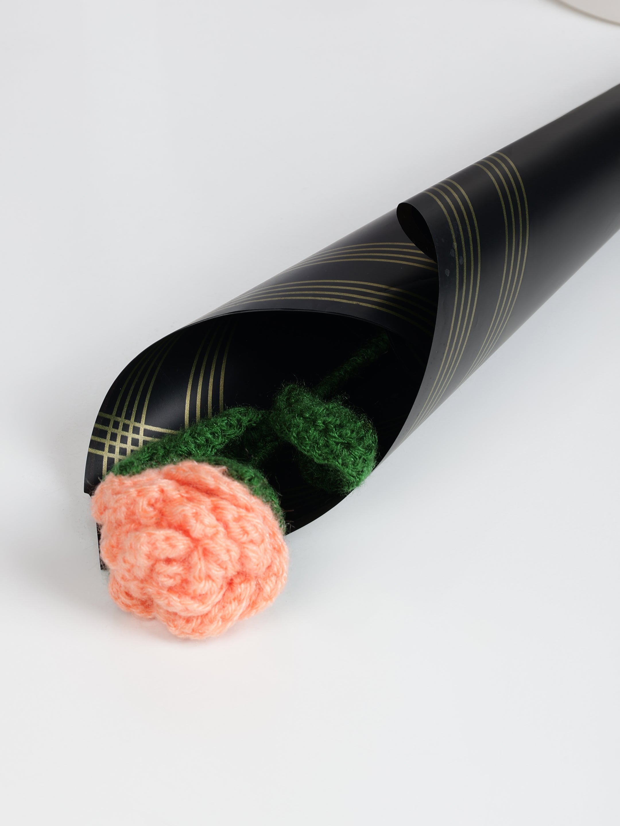 Crochet Handmade Peach Rose Bouquet- 1 steam