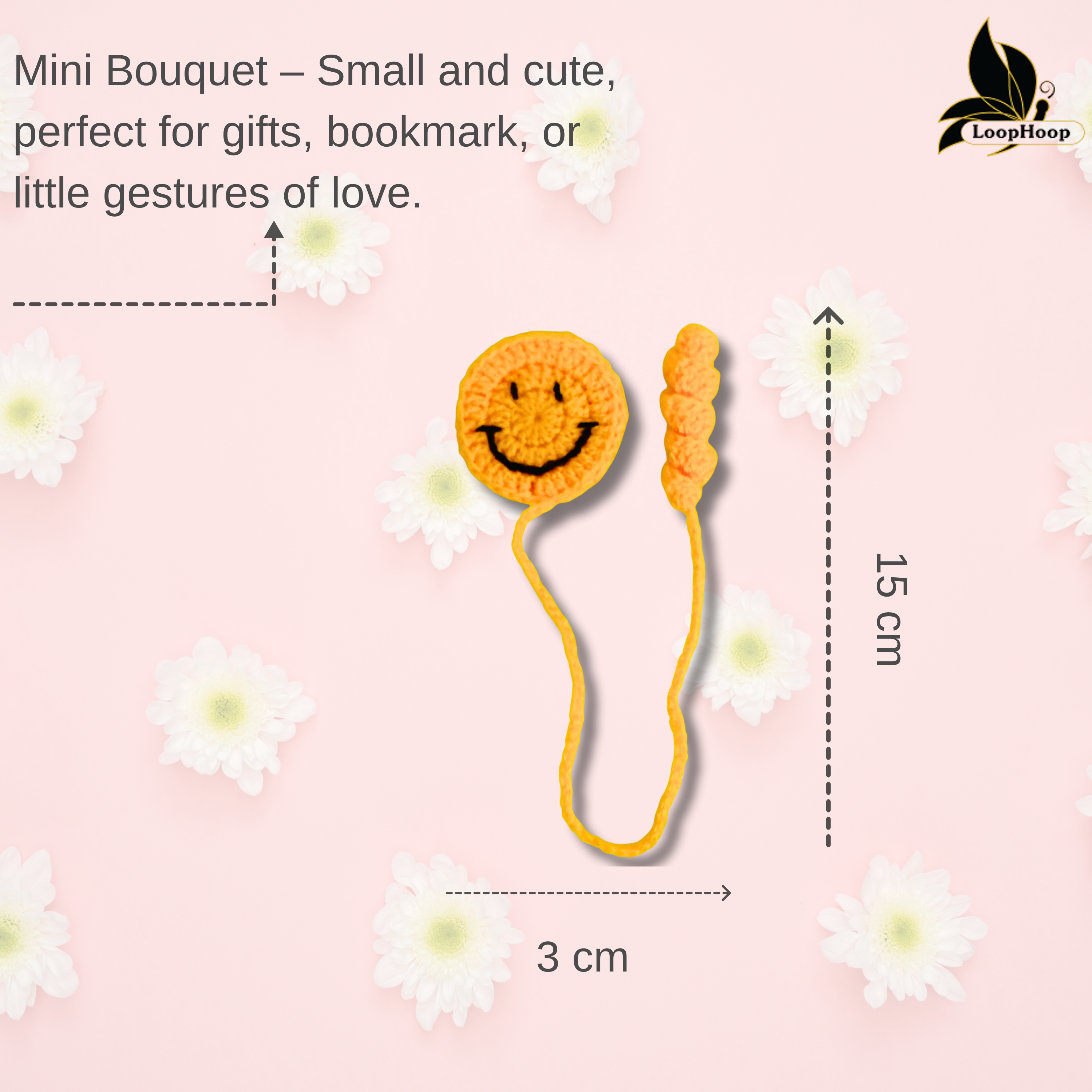 Crochet Handmade Smily Bookmark (1 steam)