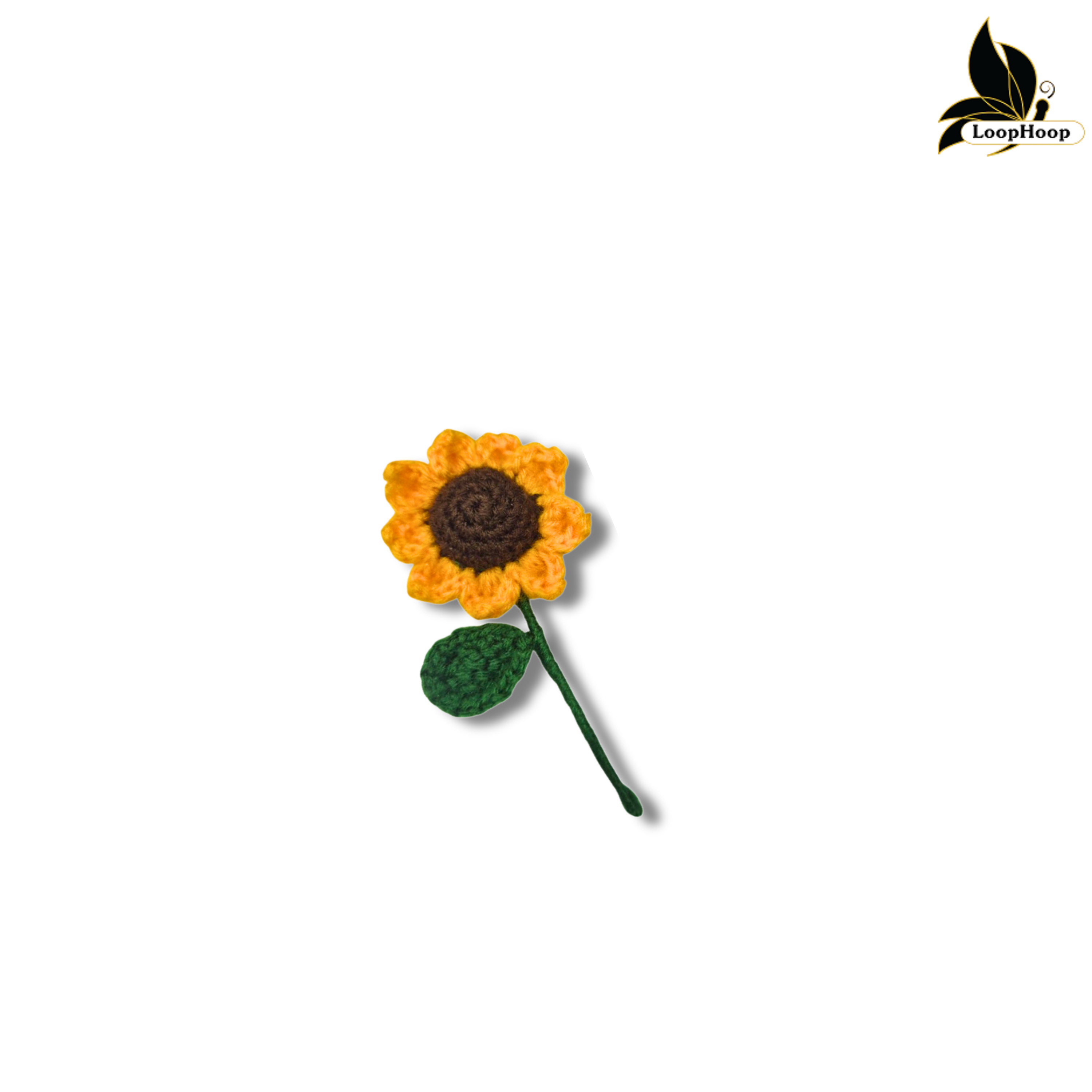 Crochet Handmade Sunflower Fridge Magnet (1 steam)