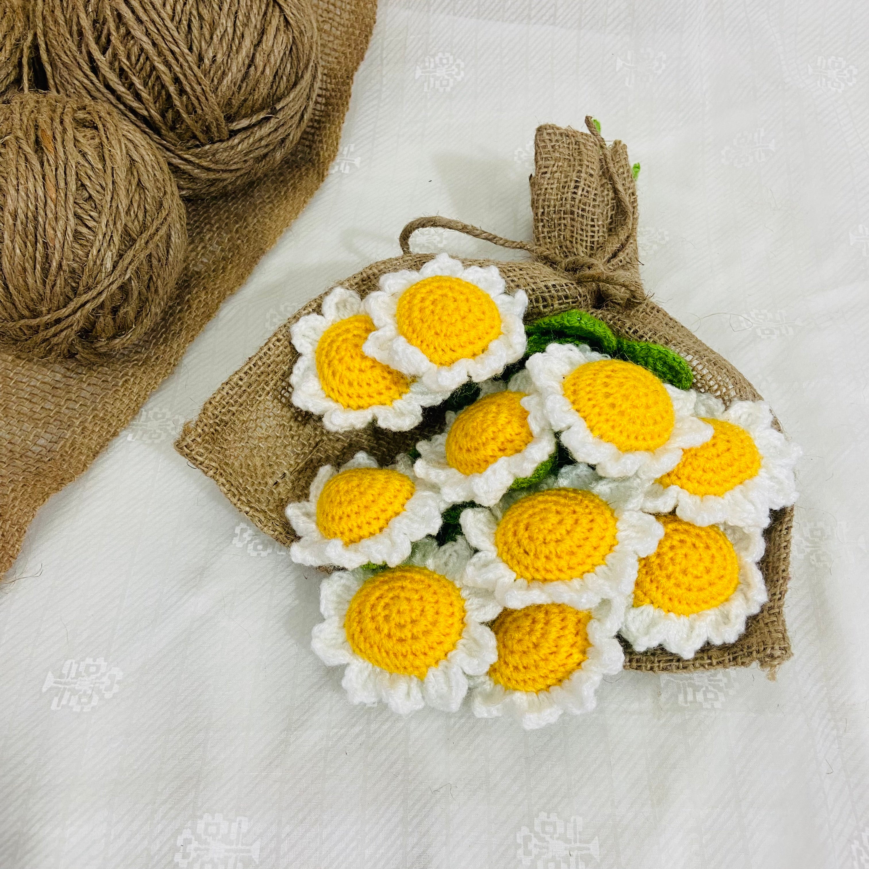 Radiant Handmade White Sunflower bouquet (10 Stems)