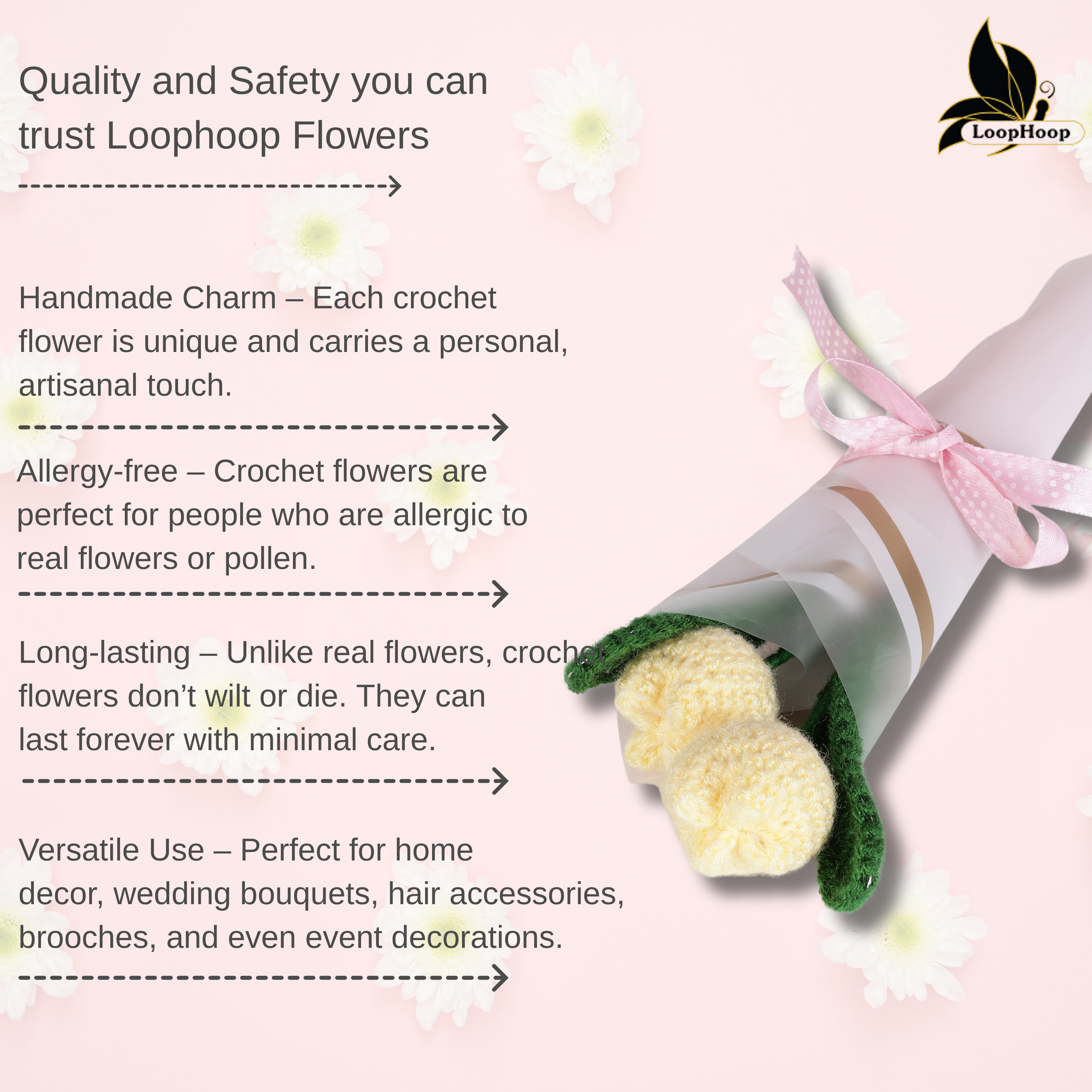 Crochet Handmade Yellow Tulip Bouquet- 2 steam