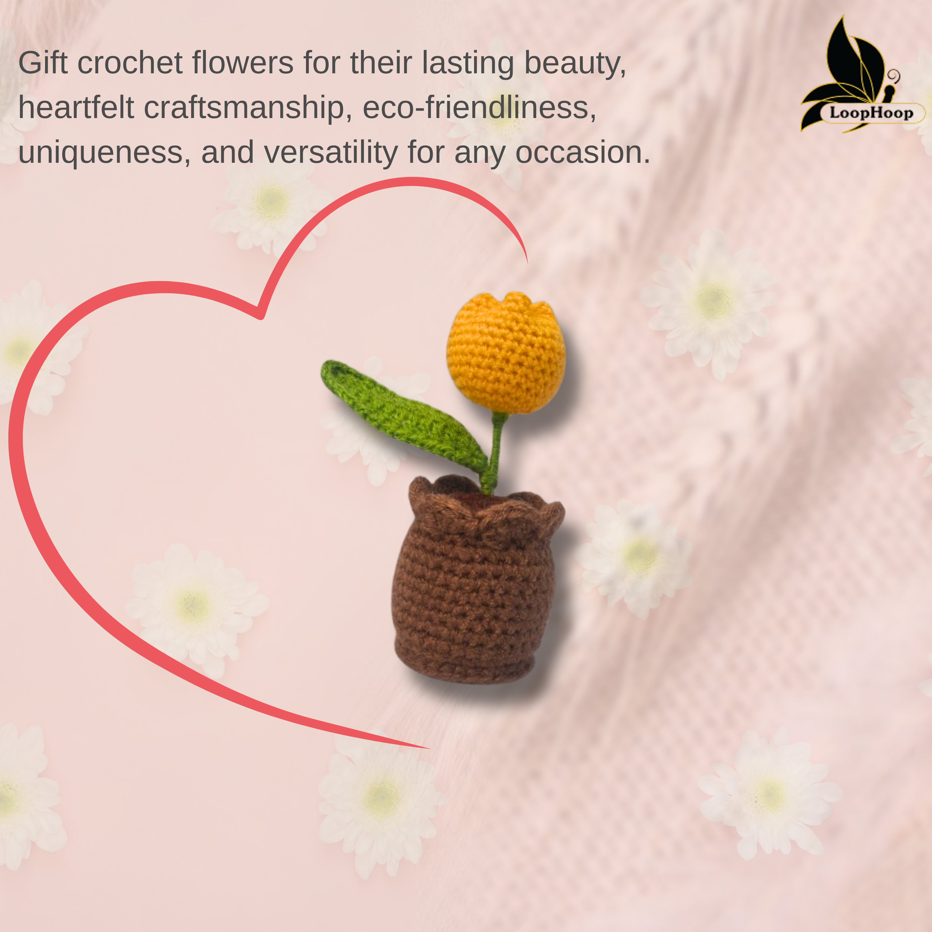 Crochet Handmade Yellow Tulip (1 steam)