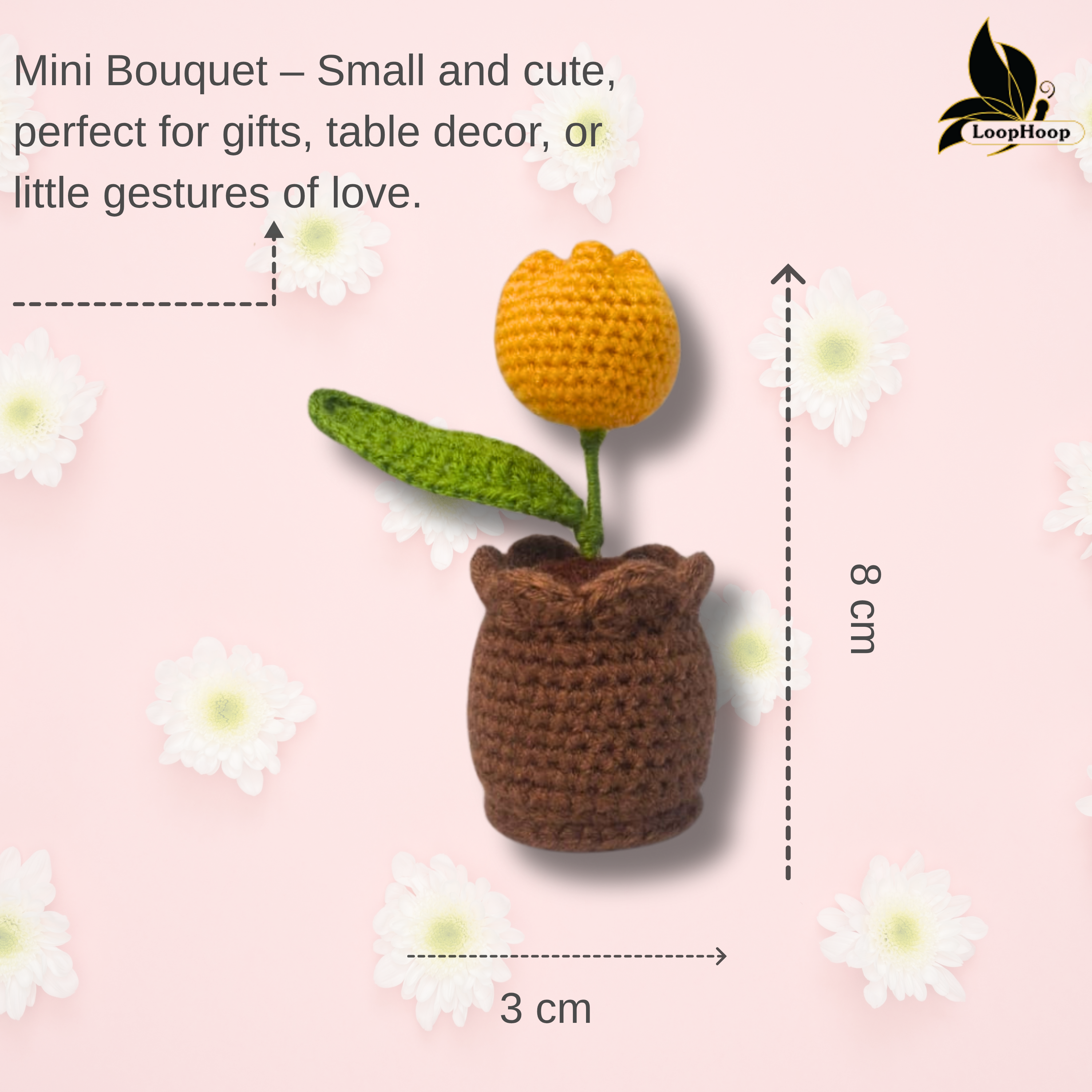 Crochet Handmade Yellow Tulip (1 steam)