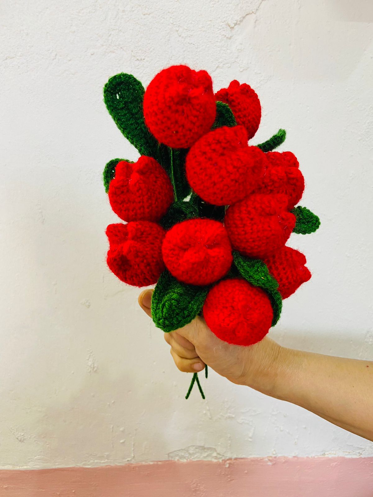 Handmade flower bunch- set of 12 red tulip