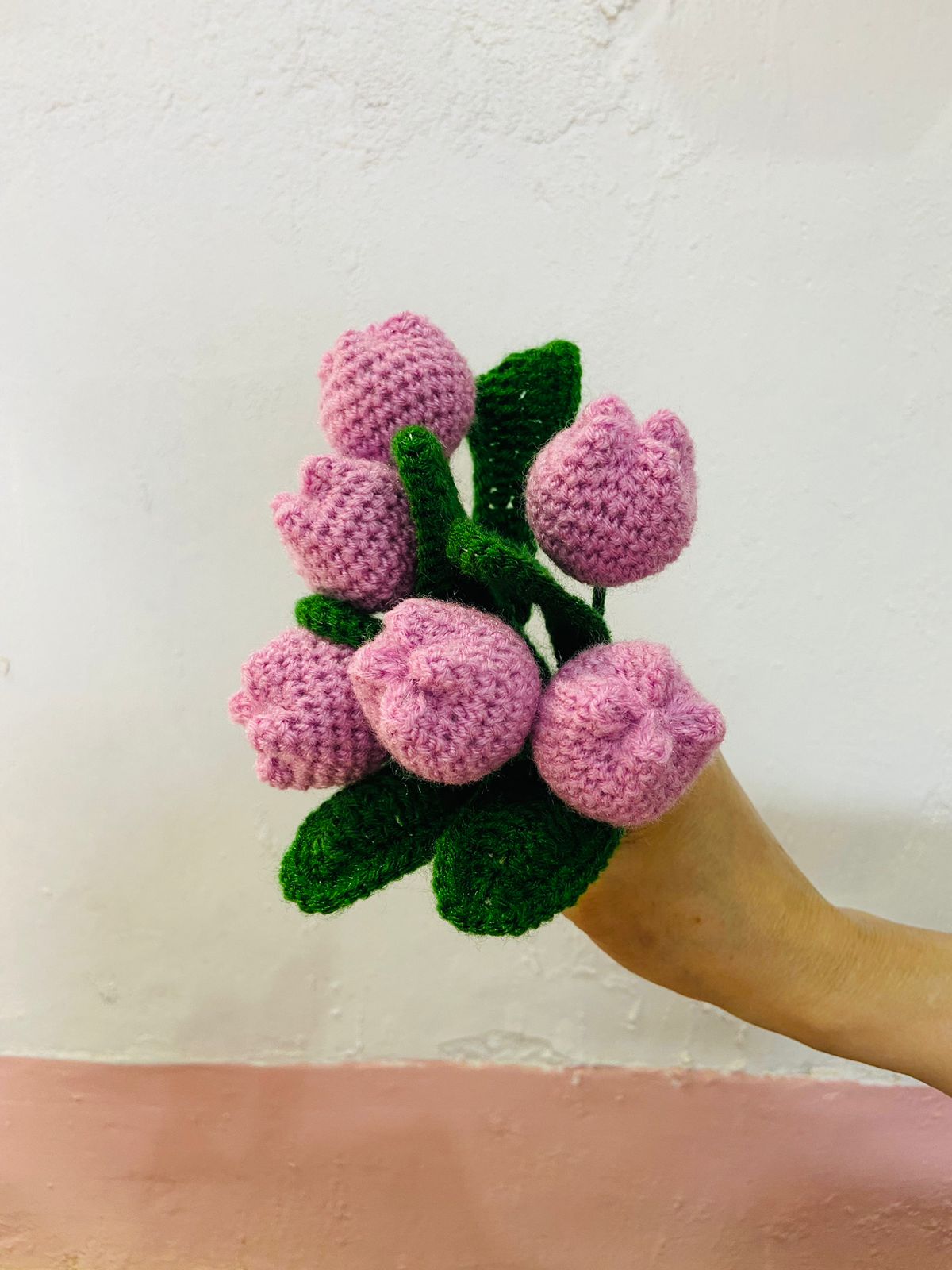 Handmade flower bunch- set of 6 purple tulip