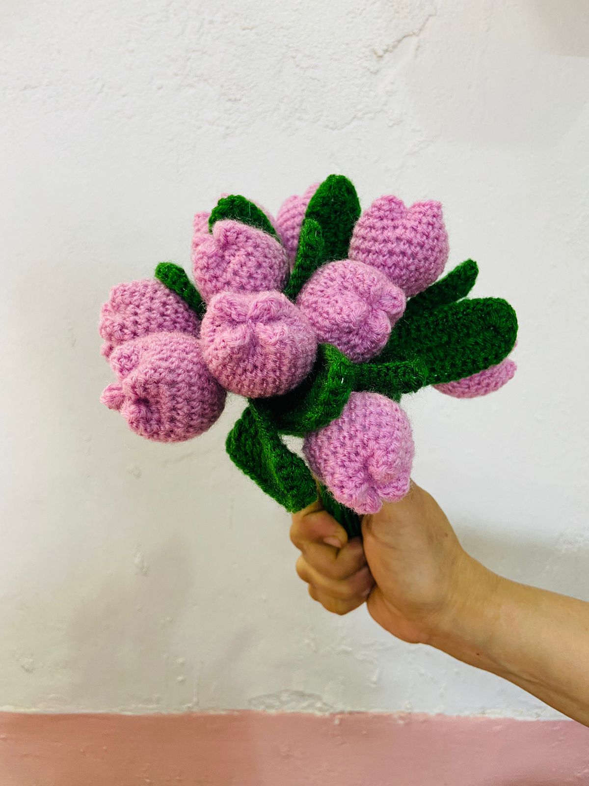 Handmade flower bunch- set of 12 purple tulip