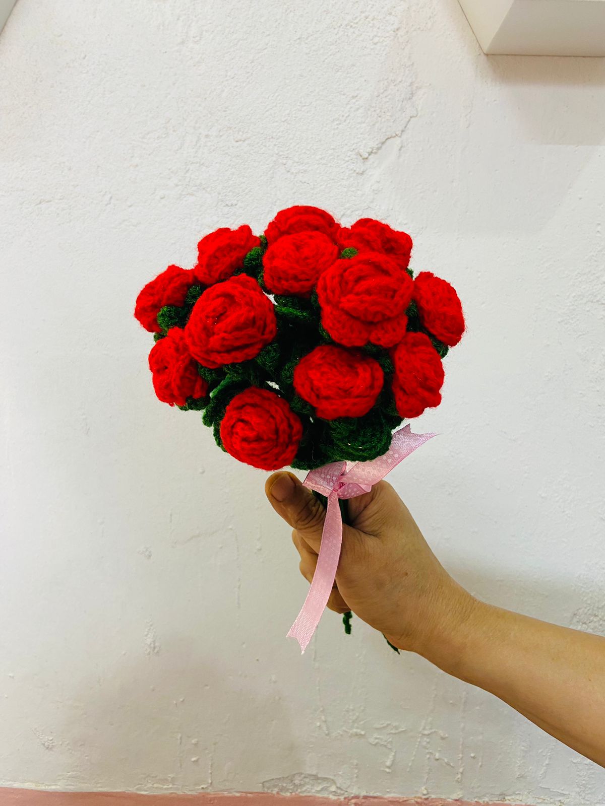 Handmade flower bunch set of 12 red roses