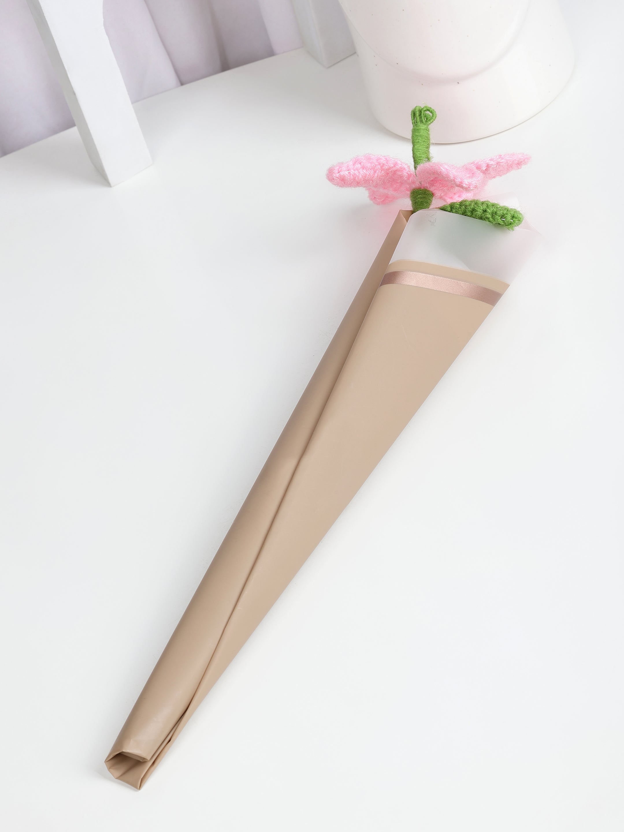 Crochet Handmade Pink Lily - 1 steam