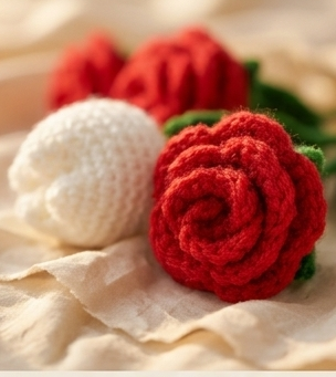 Handmade flower bouquet- Set of 3 red rose flower and 3 white tulip flower