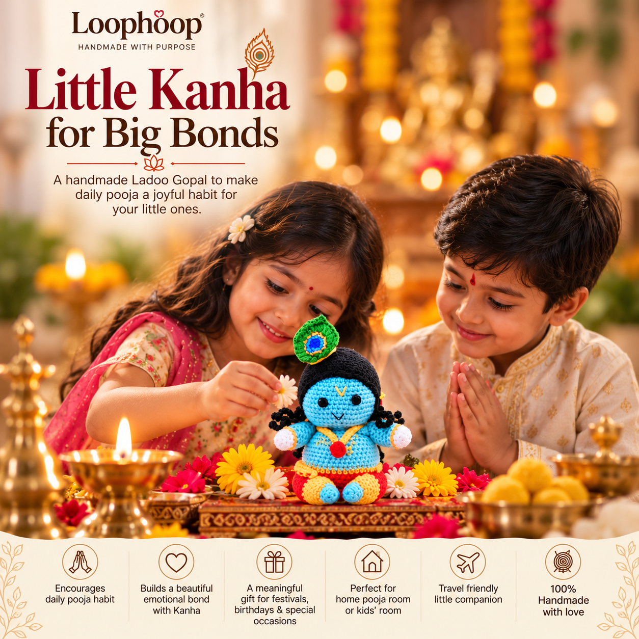 Crochet Handmade Ladoo Gopal Toy